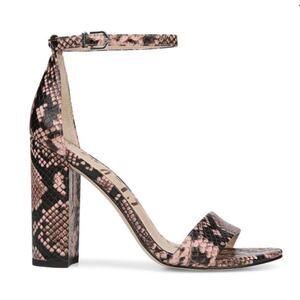 Sam Edelman Orient Express Yaro Snake Print Leather Ankle-Strap Sandals
